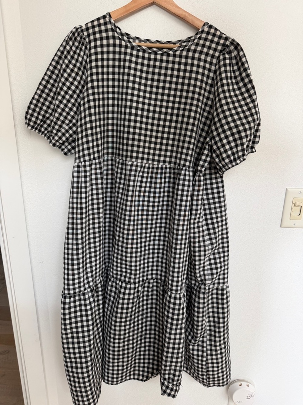 SHEIN Black and White Gingham Midi Dress